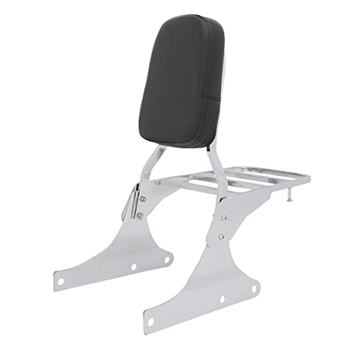 Motaux Passenger Sissy Bar with Luggage Rack Rear Pad Backrest Fit for Harley Heritage Softail Classic FLSTC Fatboy, Chrome