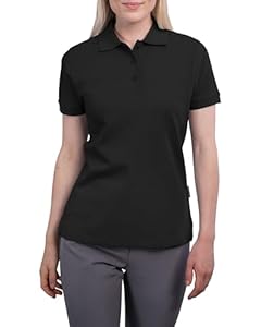 HRM Premium Polo-Shirt aus 100% Baumwolle - Damen Basic Polohemd in Schwarz, Gr. L - Hochwertig & nachhaltig - Workwear