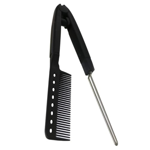 Genérico Peine Alisador de Plástico Forma de V Negro Cepillo para Alisar y Peinar Cabello Rizado Herramienta Portátil Resistente para Uso Doméstico y Salón de Belleza