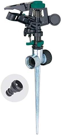 Melnor 65052-AMZ Plastic Pulsating Sprinkler on Metal Spike with QuickConnect Product Adapter Amazon Bundle
