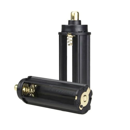 Wrrozz 2 soportes cilíndricos de almacenamiento para 3 pilas AAA de 1,5 V para linterna 18650, 2 unidades, color negro