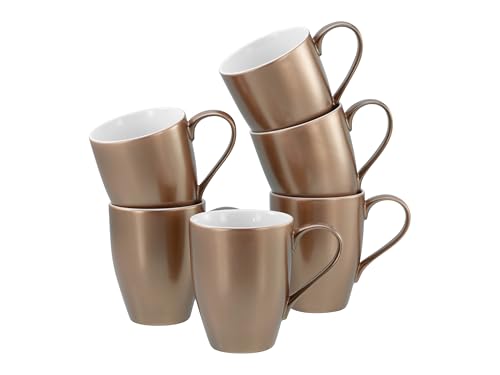 Creatable, 24328, Serie Golden Days Weiß, 6-teiliges Geschirrset für 6 Personen, Becherset aus Steinzeug, spülmaschinen- und mikrowellengeeignet, Qualitätsproduktion