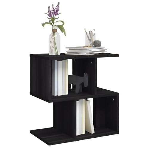 Image of MATTERHORN Engineered Wood Bedside Table with Shelves - Modern End Table for Bedroom & Living Room, DIY Assembly, Chestnut Black Finish (50 x 30 x 51.5 cm, Model MOBT-93101)
