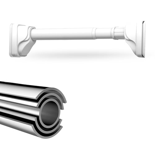 Barra Cortina De Ducha Telescópica Sin Taladros Barra Ajustable Para Cortinas De Ventanas Para Armarios Balcones Salas De Estar Privacidad 40-490cm(White,370-440cm)