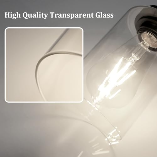 Image of Unicozin Modern Bathroom Light Fixtures, 3 Light Vanity Lights with E26 Bulbs, Black Wall Lamp with Clear Glass for Mirror Living Room Hallway Cabinet Porch