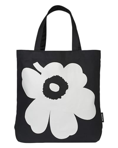 Bolso Tote Torna Unikko de Algodón Negro y Blanco miniatura 1