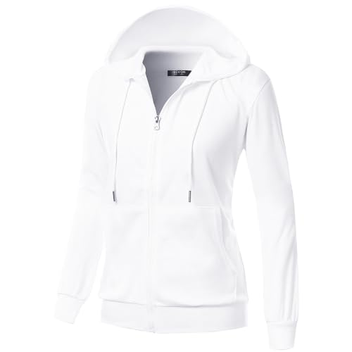 Image of GIVON Basic Lightweight Zip-Up Hoodie Long Sleeve Thin Jacket for Women with Plus Size