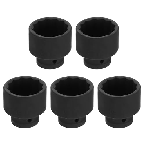 Image of HARFINGTON 5pcs 1 /2 inch Drive x 36mm Shallow Impact Socket 12-Point Metric CR-V Steel Spindle Nut Impact Flip Sleeve for Home Auto Nuts Bolts Repair