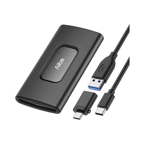 Aiibe External SSD 256GB External Hard Drive USB C Portable SSD, Up to 500MB/s, USB 3.1, External Solid State Drive 256GB for Laptop, Mac, PS4 (Black) Cover