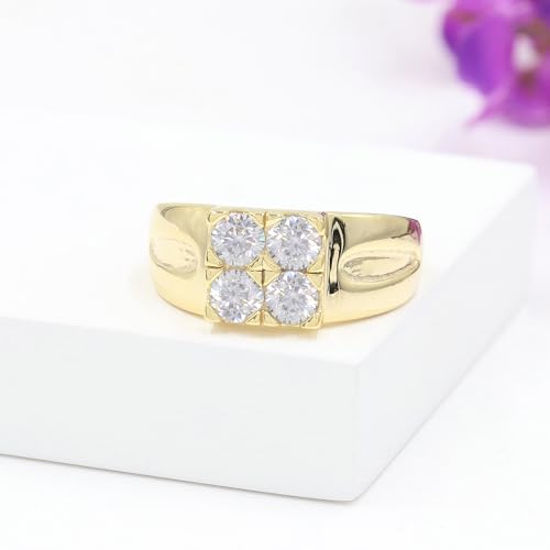 Bague diamant moissanite en argent 925 plaqué or jaune 18k