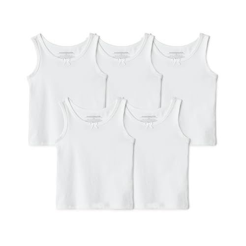 Amazon Essentials Girls Cotton Jersey Tank Top Undershirt Pack of 5 White Small