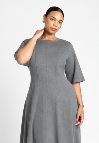 ELOQUII Women's Plus Size Seam Detail Ponte Work Dress3