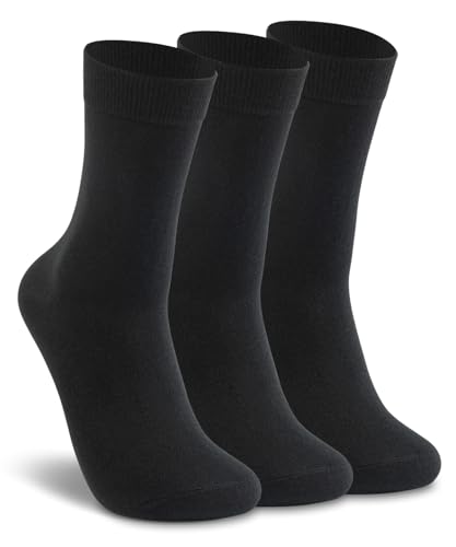 LIXIA Womens Thin Merino Wool Crew Socks Warm Breathable Winter Boot Liners Cozy Thermal Casual for Dress Trousers(3 Pairs - Black)