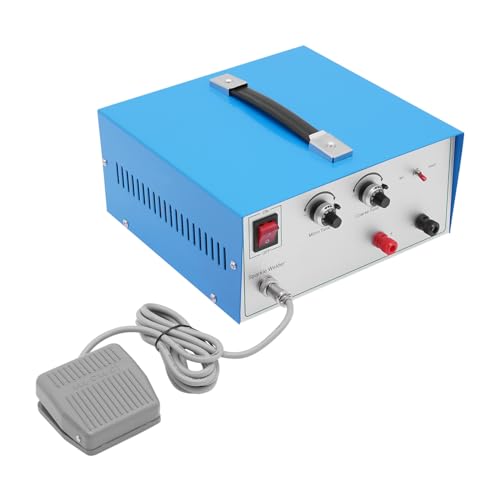 Jewelry Spot Welder, 110V 80A Pulse Sparkle Spot Welder Portable Soldering Machine Spot Welding Machine with Foot Pedal for Gold Silver Platinum Steel (Blue)