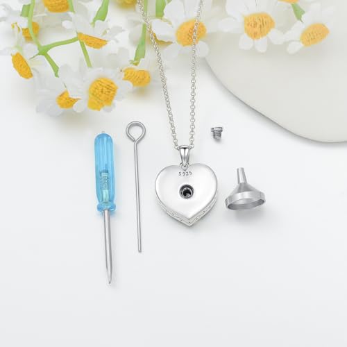 PROESS Animal Urn Necklace for Ashes 925 Sterling Silver Dog Rabbit Cat Hummingbird Butterfly Dragonfly Cremation Necklace Angle Heart Pendant Animal Ashes Keepsake Jewelry for Women Men3