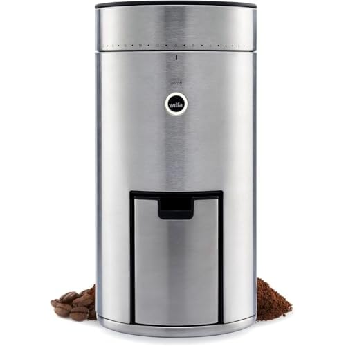 Wilfa SVART UNIFORM Kaffeemühle – elektrische Mühle mit Scheibenmahlwerk – 41 Mahlgradstufen – Auto-Stopp-Funktion – App Connection, silber