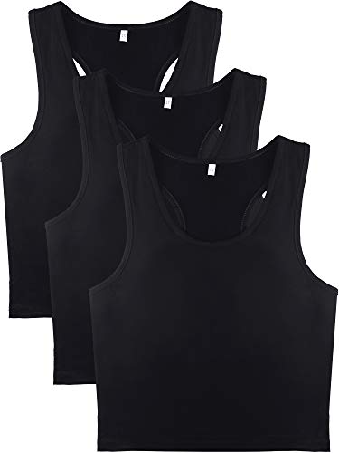 3 Pieces Crop Tops for Women, Workout Tops Basic Cropped Tank Tops Sleeveless Racerback Sports Gym Crop Tank for Teen Girls4