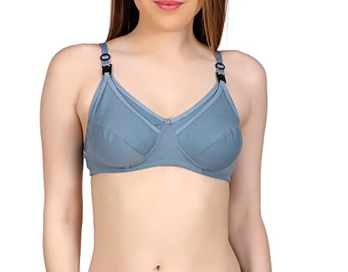 Image of Women Maternity Non Padded Bra - Made of Pure Cotton Full Coverage Non Wired Seamless Pushup Soft Cup for T-Shirt Saree Dress Sports Garment for Daily Use Everyday
