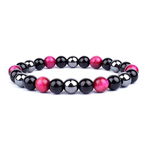 Bracelet Oeil de Tigre contre le stress avec hématite magnétique et obsidienne perles