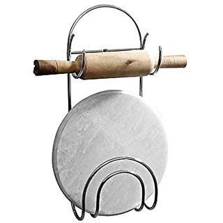 Edelstahl-Ständer mit Marmor-Chakra-Holz, Belan/Roti-Maker/Chapati-Maker mit Nudelholz, 3-teiliges Set
