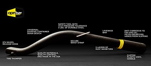 Leverage Bar For Shipping Container Doors - And More, Steel - By Shipping Container Safety International 6F706E626172, Flat Black, Yellow #TOP7