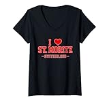 Photo Gallery donna i love st. moritz svizzera maglietta con collo a v Photo Gallery donna i love st. moritz svizzera maglietta con collo a v