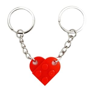 LAC EVERYTHING EVERYWHERE Couple Heart Keyring – Matching Brick Heart Keychain for Him and Her – Gift for Anniversary, Valentine’s Day or Birthday – 2-in-1 Interlocking Couples Keyrings