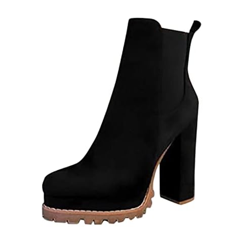 Women Shoes Ladies Shorts Boots Leopard Print Ankle Boots Pointed Toe Chunky Heels Cowboy Cowgirl Boots Sexy High Heels Autumn Winter Shoes (Black, 6) Cover