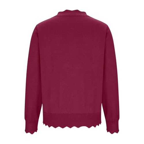 Women's Cardigan Sweater V Neck Lightweight Button Front Knit Tops Wine - image 5