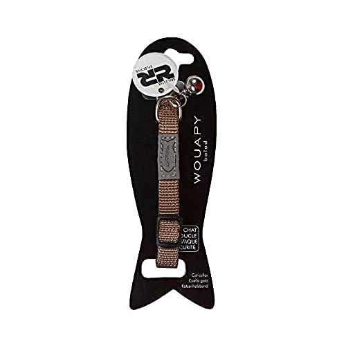 Wouapy Basic Line Collier pour Chat Marron Clair Taille Unique réglable pour Tour de Cou de 21/31 cm