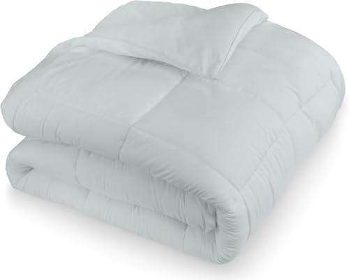 Image of Utopia Bedding Comforters 220 x 240 Size, All Season Duvet Insert, Down Alternative Box Stitched Bed Comforter with Corner Tabs, Machine Washable (Light Grey)