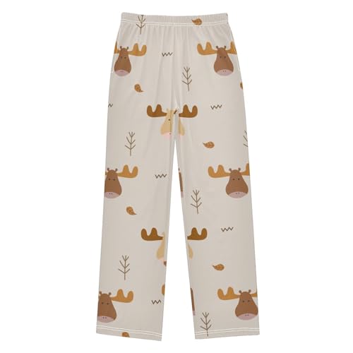 Cute Reindeer Boys Pants Boys Athletic Pants Long Pant for Boywith Pockets Wide-Leg Size 6-14Y