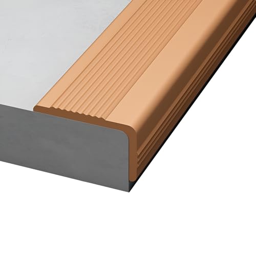 Profilo angolare per gradini in PVC autoadesivo da 100 cm, profilo per bordi scale a L antiscivolo e impermeabile per interni ed esterni(Brown,6x2.5x100cm)