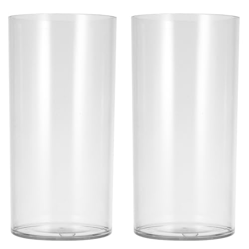 DECOMELODY Florero de Plástico Transparente 10X20 CM Jarrón Cilíndrico Moderno para Centros de Mesa Decoración del Hogar y Oficina Pack de 2 Unidades