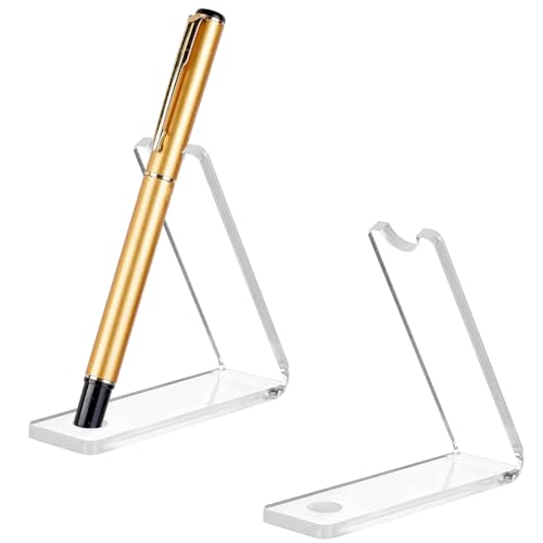 PH PandaHall 4pcs Porte-stylo en acrylique, Présentoir à stylos à dos incliné transparent à 1 fente Porte-pinceau de maquillage transparent Porte-crayons...