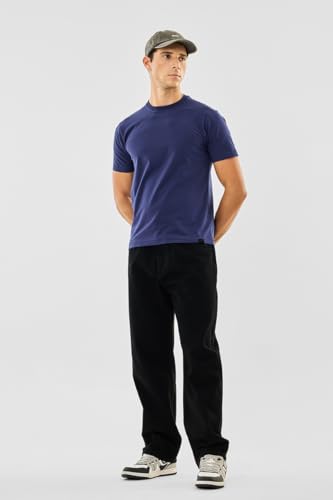 Image of SNITCH Men Jeans | Baggy Fit Relaxed Wide-Leg Design | Durable Cotton Blend with Medium Stretch & Light Fading | Casual Wear for All Seasons