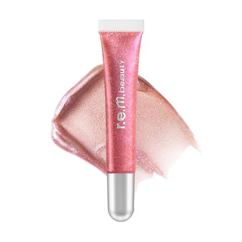 r.e.m. beauty by ariana grande On Your Collar Plumping Lip Gloss | High Shine Plumping Gloss | Hydrating Comfort | Iridescent Duochrome Finish (7 Rings)