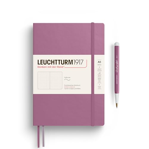 LEUCHTTURM1917 372201 Notizbuch Medium A5, Softcover Schreibbuch, 123 nummerierte Seiten, Dusty Rose, dotted LEUCHTTURM1917 372201 Notizbuch Medium A5, Softcover Schreibbuch, 123 nummerierte Seiten, Dusty Rose, dotted