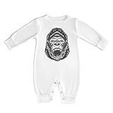 [STEBVI] ロンパース ゴリラ ベビー服 長袖 カバーオール 女の子 男の子 赤ちゃん服 前開き パジャマ 新生児 幼児 かわいい 肌着 柔らかい 部屋着 寝間着 出産祝い プレゼント 0-3M