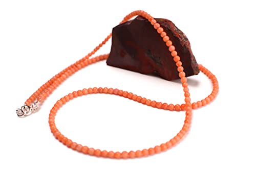 Oppys Natural Bamboo pink Coral 2mm salmon pink peachy color Smooth Round Angel Skin Coral AAA Quality handmade silver necklace Beach Boho gift (15)