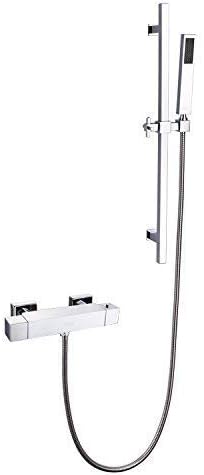 Shower Set Copper Thermostatic Faucet Shower Set Thermostatic Valve Lift Rod Shower Bracket,D316-2(with Lift Rod Set) Quality Assurance of Modern and Simple Classic Retro Home De