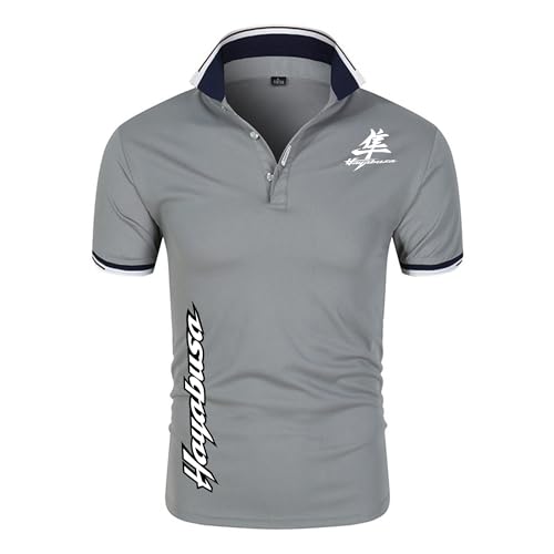 Photo de Po.lo Homme SU.ZU.KI HAYA-BUSA, Classiques T Shirt All-Match, Mode Streetwear Tops Haut Casual pour Running, Polo chemise(Grey,XL)