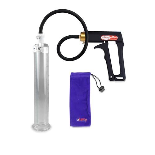 LeLuv Black Maxi Penis Pump Premium Silicone Hose Kit 9 inch Length x 1.50 inch Diameter Cylinder