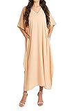 miss lavish london caftano lungo da donna, stile africano e moderno, per feste e matrimoni, 153-beige, 3xl