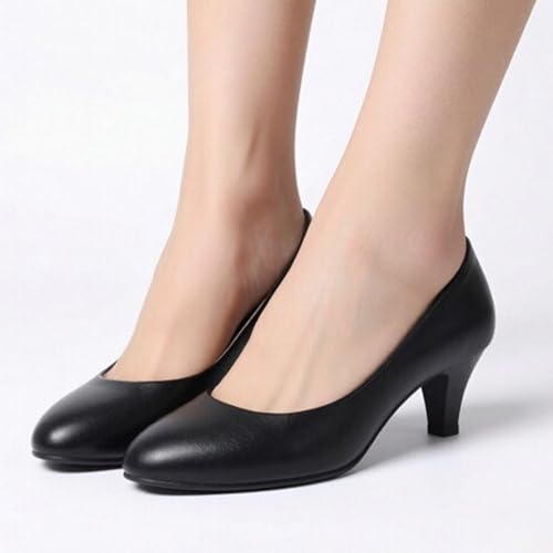 Image of WUIWUIYU Womens Office Kitten Heels Pumps Slip On Evening Dress Work Cute Sexy Pump Shoes