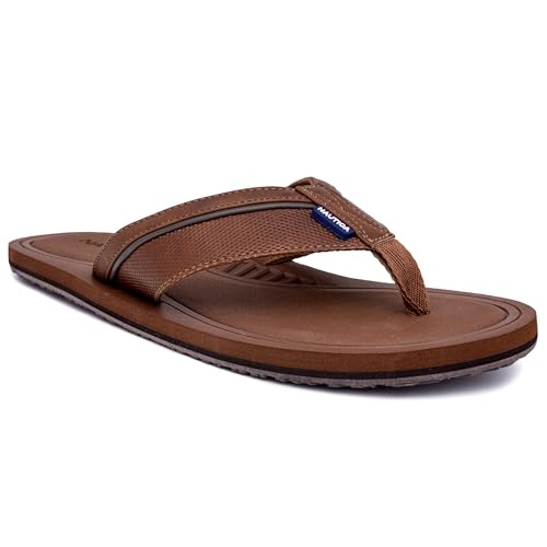 Image of Nautica Men's Flip Flop Shower Sandals Slides - Comfortable Waterproof Beach Footwear Slip-On Thong (Medium /Wide Width)