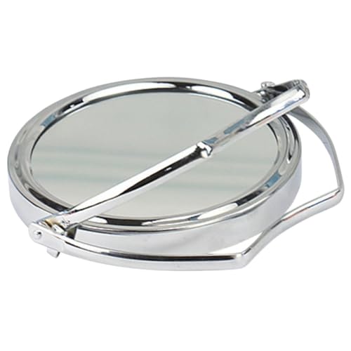 SHERCHPRY Espejo de Maquillaje de Escritorio Plegable Marco de Metal y Vidrio, Ángulo Ajustable para Tocador y Fácil Mantenimiento en Color Plata