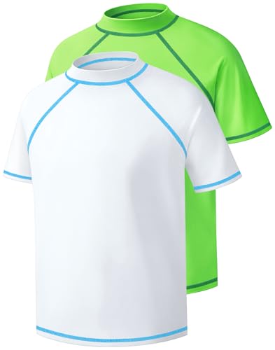 Image of Boys Rash Guard Short Sleeve UPF50+ Sun Protection Water Beach Swim Shirt