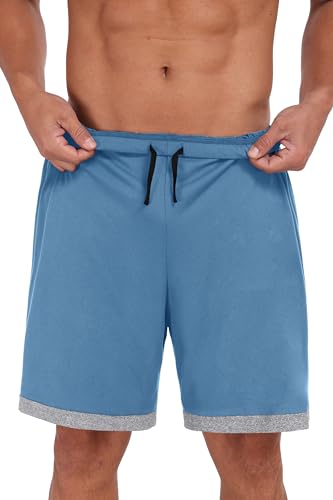 Image of Mens Pajamas Set Lightweight Summer Pjs Sleepwear Soft Comfy Short Sleeve Loungewear With Pocket (S-4X)