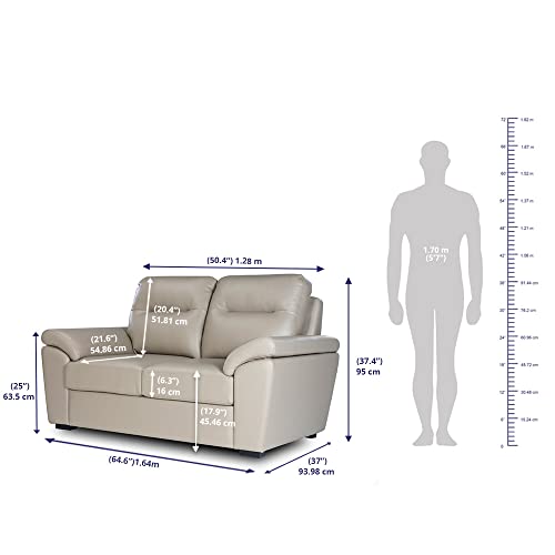 Image of Wakefit 6 Seater Sofa Set | 3+2+1 Seater, Cappuccino | Neem Wood & Leatherette Fabric | 94.9cm H x 215.9cm L x 93.9cm W